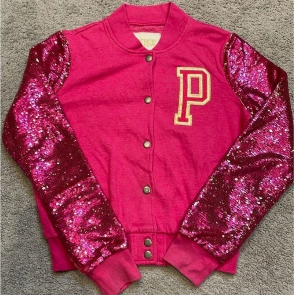 Rare Vs Pink Reversible Flip Sequin Bling Jacket - image 1